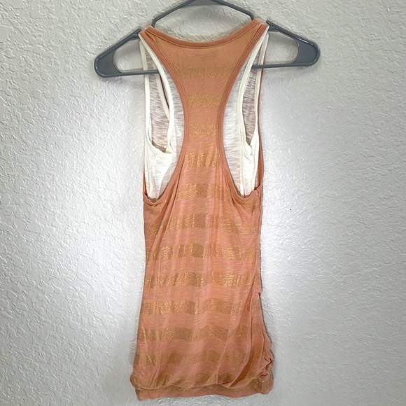 NWT XXS Peach Coral Salmon White w/ Glitter Double Layer Racer Back Tank Tunic - Picture 1 of 3